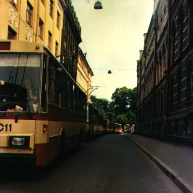 Trolleybusses held up in Inzenieru Iela